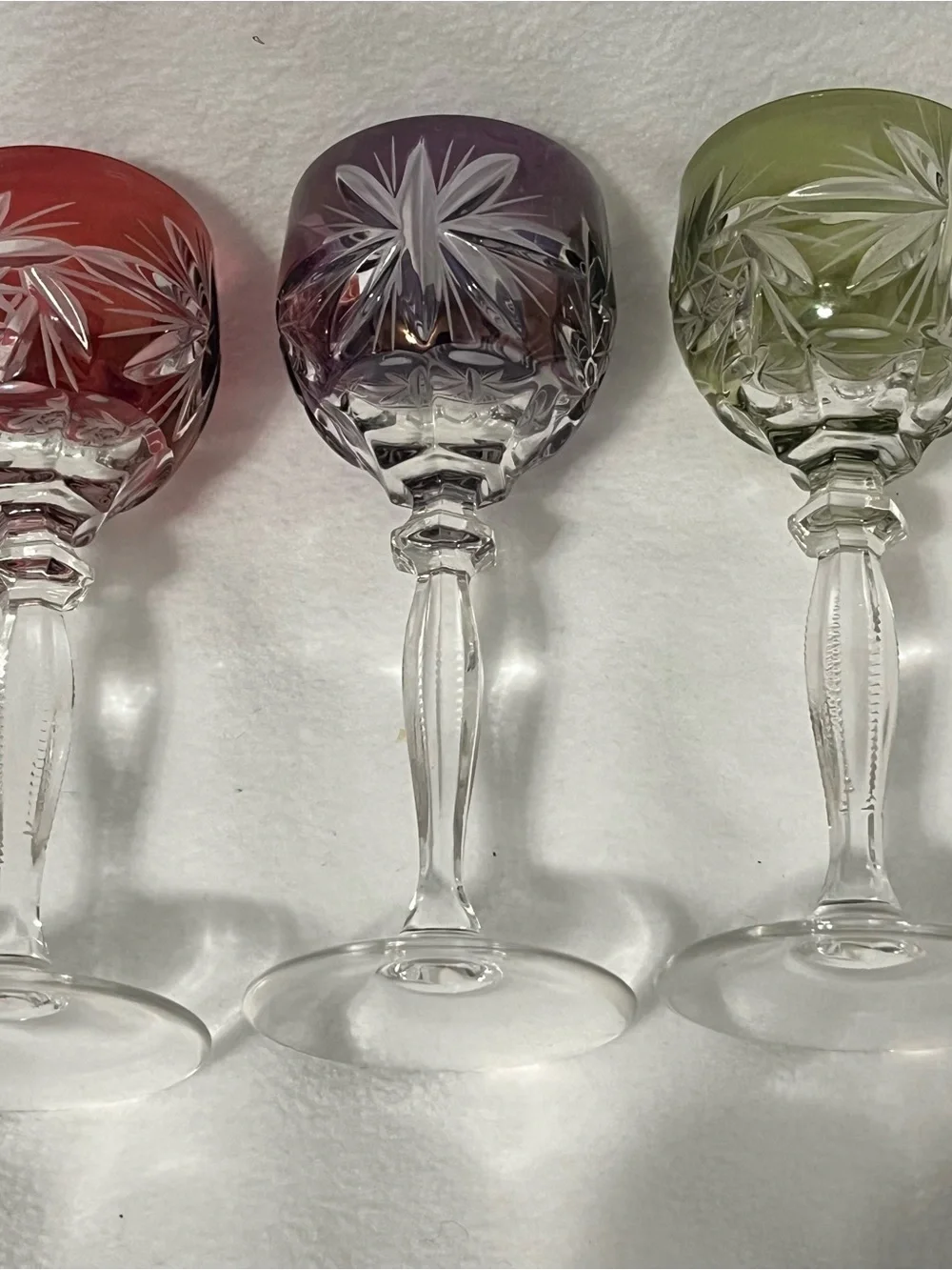 Bohemian Cut to Clear Vintage Crystal Cordial Glasses